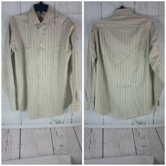 Pronto Uomo Beige Striped Long Sleeve Shirt M - Picture 2 of 6